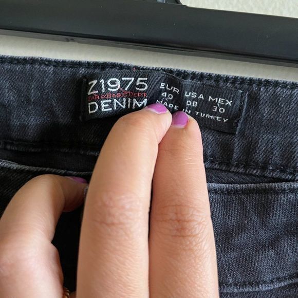 ZARA BASIC Z1975 Classic Black Moto Ankle Zipper Skinny Cropped Jeans Size 8 - Picture 3 of 7